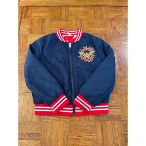 Kids wonder woman zip up bomber jacket, size, medium